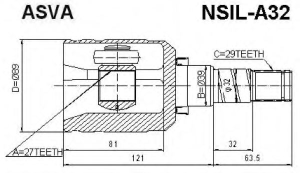 ASVA NSIL-A32 Joint Kit, drive shaft